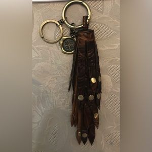 Patricia Nash Favazzina brown studded leather key fob